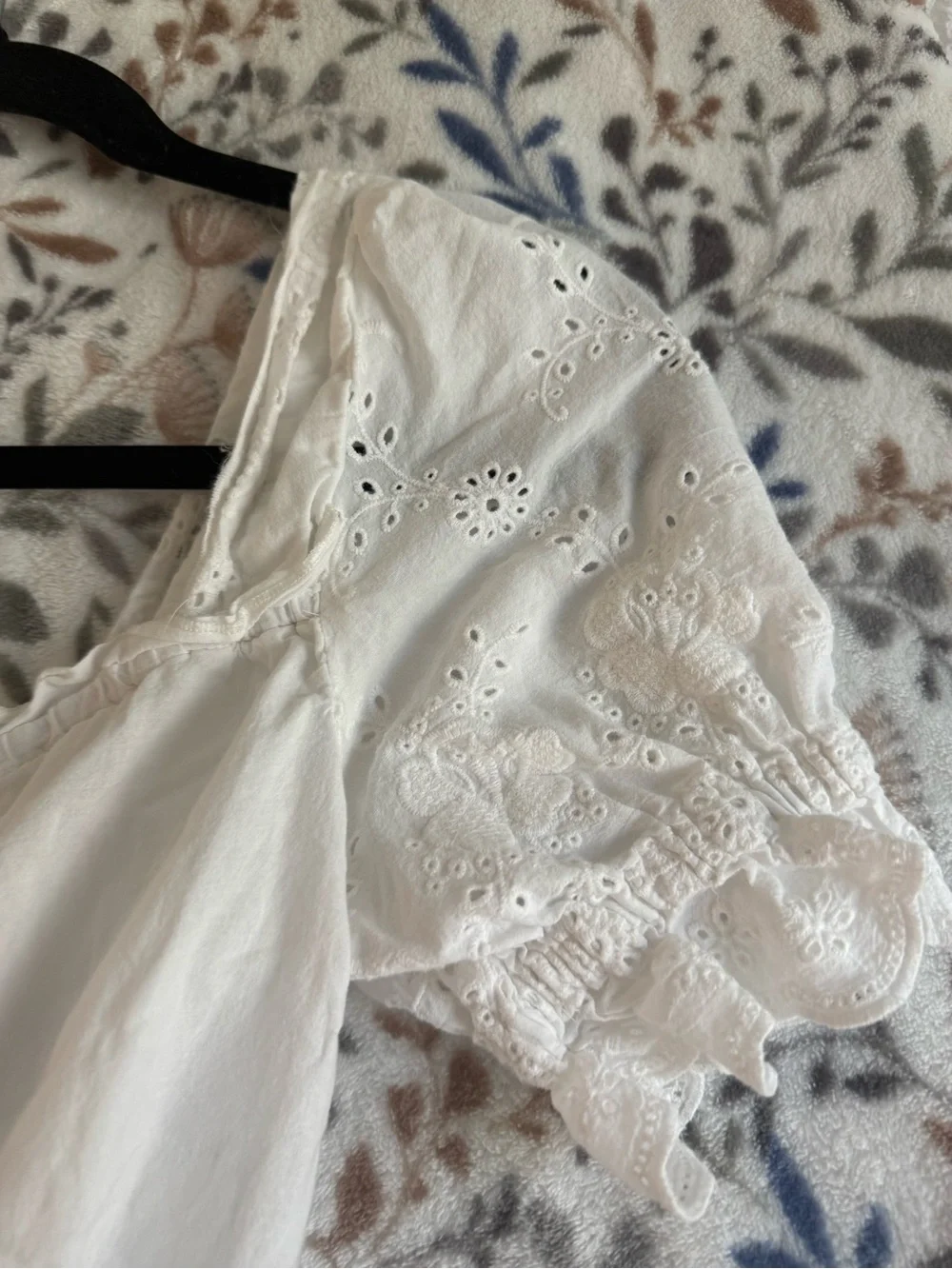 Anthropologie White Eyelet Ruffle Button-Front Blouse